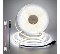 Cool White COB LED Strip 10m, 24V, 8mm wide, CRI 92, 9w/m, 100lm/w, 312 LEDs/m, Cuttable, Flexible, Dotless LED Strip for Kitchen Under Counter, Wardrobe, Indoor Ambiance (No Power Supply) 6000K
