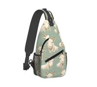 Cool White Goat Print Sling Bag for Men Women, Crossbody Bags Chest Bag Daypack Sling Backpack for Travel Hiking