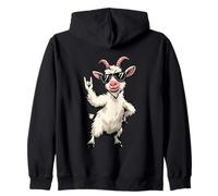 Cool White Goat Rock Hand Sign Sunglasses Punk Graphic With Zip Hoodie