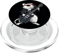 Cool White Rat with Electric Guitar for a Rocking Vibe PopSockets PopGrip for MagSafe