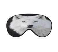 Cool White Wolf with Green Eyes Eye Cover Breathable Comfortable Eyeshade Soft Skin Friendly Sleep Mask Party Night Blindfold with Fashion Adjustable Eye Mask for Night Sleeping Travel Nap