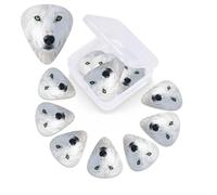 Cool White Wolf with Green Eyes Guitar Picks 12 Pack with Organizer Box, 0.46 0.71 0.96 mm Includes Thin Medium Heavy Thickness,Abstract Guitar Pick Plectrums for Electric Guitar Ukulele Bass