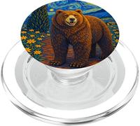 Cool Wild California Bear in the Starry Night Painting Art PopSockets PopGrip for MagSafe