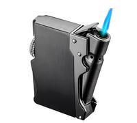 Cool Windproof Torch Lighter, Refillable Butane Torch, Blue Flame, Adjustable flame dial, Retro metal design,Unique Men's Lighter Gift, Kitchen Barbecue Candle (No Gas)