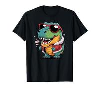 Cool Winter T-Rex Dinosaur Funny Cartoon Dino in Jacket Kids T-Shirt