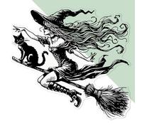 'Cool Witch On Broomstick' Clear Sticker Decal - Waterproof Film for Windows, Cars, Walls & Crafts, Large (210mm) (DC00139286)