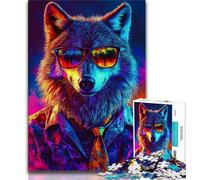 Cool Wolf 1000 Piece Jigsaw Puzzle for Adults Teens,Decompressing Intellectual Educational Toy Perfect Decoration (38x26cm)