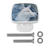 Cool Wolf 4 Pack Square Cabinet Knobs Furniture White Hardware Handles for Kitchen Cabinets Bedroom Dresser Drawer Knobs Cupboard Knobs Wardrobe Cabinet Pulls
