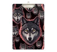 Cool Wolf Clipboard Acrylics Writing Clipboard Cute Decorative Letter Size Clipboards with Low Profile Metal Clip for Students, Women, Man