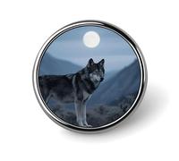 Cool Wolf Enamel Lapel Pins Round Cute Badge Brooches Unisex Metal Pin for Clothing, Hats, Bags & Backpacks