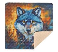 Cool Wolf Grey Baby Play Mat for Floor, 50x50 inch Playpen Mat,Thicken Soft Non-Slip Tummy Time Mat for Toddlers and Infants