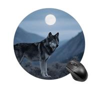 Cool Wolf Mouse Pad Round Laptop Mouse Mat Cute Computer Mousepad Keyboard Pad Non-Slip Desk Pads for Gaming Office Work Home