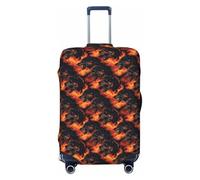 Cool Wolf Red Flame Print Travel Luggage Covers, Washable Suitcase Covers Protector for Luggage 18-32 Inch High Elasticity, Black, X-Large