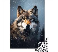 Cool Wolf Winter Pixel Art Jigsaw Puzzle 1000 Pieces, Animal Artwork Puzzle for Adults, Thoughtful Gift, 38x26cm/1000pcs