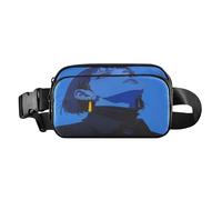 Cool Woman Dark Blue Stylish Crossbody Bag Waist Packs for Women Men Teens Water Resistant Belt Bag with Adjustable Strap for Travel Shopping Running, Aesthetic Fighting Fish, One Size