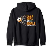 Cool Womens Motivational Goals I am a Girl with Goals Soccer Zip Hoodie
