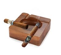 Cool Wood Cigar Ashtray for Outdoors, Luxury Cigar Ashtrays with 4 Durable Solid Slot Cigar Holder, Wooden Cigar Ash Tray for Outdoor Home Patio and Bar, Cigar Accessories for Men (Wood)