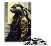 Cool Yellow Otter Samurai Pieces Puzzle Gifts Wooden Jigsaw Puzzles Perfect for Family Gatherings Birthdays Holidays 1000 PCS(75x50cm)