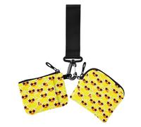 Cool Yellow Rubber Duck Star Sunglasses Pattern Dual Wristlet Wallets for Women Small Portable Business Card Case Money Organizer with Zipper Coin Pocket for Work Travel 2 Packs