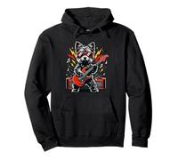 Cool Yorkie Dog Playing Electric Guitar Rocker Musician Pullover Hoodie