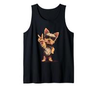 Cool Yorkie Rock On Funny Dog Lover Animal Graphic Small Tank Top