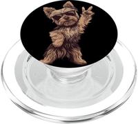 Cool Yorkie Rock On Funny Dog Lover Animal Graphic Yorkshire PopSockets PopGrip for MagSafe