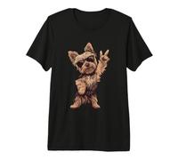 Cool Yorkie Rock On Funny Dog Lover Animal Graphic Yorkshire Premium T-Shirt
