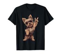 Cool Yorkie Rock On Funny Dog Lover Animal Graphic Yorkshire T-Shirt