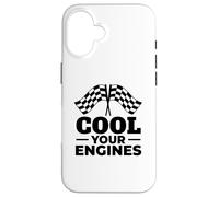 Cool Your Engines Racing Checkered Flags Drag Racer Case for iPhone 16