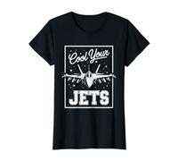 Cool Your Jets Pilot Military Fighter Jet Plane Value Graphic T-Shirt, Women, Black, XS