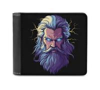 Cool Zeus God Greek Mythology Men's Leather Wallet Bifold Purse Card Holder Slim Money Clip Single-Sided Print