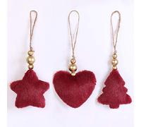 Coola Christmas Tree Ornaments Plush Heart Star Tree Decorations for Holiday Party Decor Home Decor, 3D Christmas Tree Plush Ornaments, Tree Decoration for Christmas Supplies-3 PCS (red)