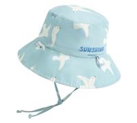 coolable Kids Sun Hat Foldable Summer Bucket Hat with Wide Brim Adjustable Chin Strap and Head Circumference UPF 50+ UV Protection for Babies and Toddlers - Seagull 2-4 yrs