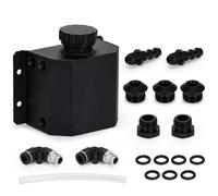 Coolant Expansion Tank 1L 1000ML Aluminum Auto Car Oil Catch Can Automobiles Vehicle Oil Tank Reservoir with Drain Plug Universal Radiator Overflow Tank(Black)