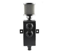 Coolant Expansion Tank 1L/2L Universal Car Aluminum Oil Catch Can Tank Baffled 10AN with Breather and Drain Tap Square Shape Reservoir Tank Coolant Overflow Tank(2L Black)