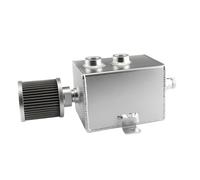 Coolant Expansion Tank 1L/2L Universal Car Aluminum Oil Catch Can Tank Baffled 10AN with Breather and Drain Tap Square Shape Reservoir Tank Radiator Overflow Tank(1L Silver)