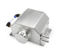 Coolant Over Flow Tank Universal 1L 2L Aluminum Oil Catch Can Reservoir Tank Engine Coolant Radiator Overflow Fuel With Drain Plug Breather(1L-Silver)