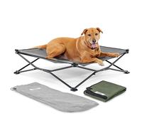 Coolaroo On-The-Go Elevated Dog Bed Kit - Portable & Cooling Travel Cot with HeatShield Fabric for Large Dogs, Lightweight & Compact, Includes Matching Carry Bag & Everglade Green Bonus Cover, Large