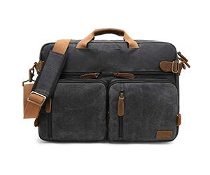 CoolBELL Convertible Backpack Messenger Shoulder Bag Laptop Case Handbag Business Briefcase Multi-Functional Travel Rucksack Fits 15.6 Inch Laptop for Men/Women (Black)