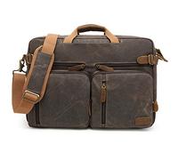 CoolBELL Laptop Messenger Bag Vintage Shoulder Bag Convertible Backpack Retro Briefcase Versatile Travel Bag Fits 17.3 Inch Laptop For Men Business (Waxed Canvas Brown)