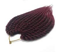 Coolbers 12 Inch Havana Mambo Twist Braids Crochet Hair Extensions Synthetic Crochet Braids Handmade Ombre Red Crochet Twist Braids (12 Inch, 1B/Burg)