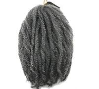Coolbers 6 packs 18 inch Grey Marley Braids Hair Extensions Afro Kinky Curly Hair Crochet Braids Synthetic Marley Hair Crochet Twist Braids Fluffy Hair (6 packs, Grey)