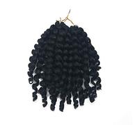 Coolbers 8 Inch Black Jumpy Wand Curl Crochet Hair Extensions Short African Collection Jamaican Bounce Curls Synthetic Crochet Braids Hair Extensions For Women (8 Inch, 1B)