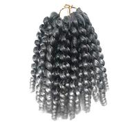 Coolbers 8 Inch Silver Grey Crochet Braids Hair Extensions Ombre Jumpy Wand Curl Jamaican Curl Crochet Twist Braiding Hair (8 Inch, 1B/Gray)