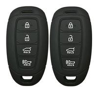 Coolbestda 2Pcs Rubber 4 Buttons Key Fob Remote Cover Case Protector Keyless Jacket for Hyundai Kona Azera Grandeur IG Black