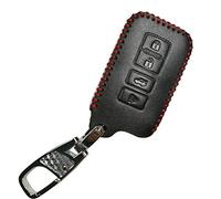 Coolbestda Leather Smart 4buttons Key Fob Remote Cover Protector Case Keyless Entry Holder for 2016 2015 2014 Toyota Avalon Camry Corolla RAV4