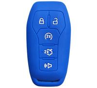 Coolbestda Silicone Key Fob Remote Skin Cover Case Holder Bag for Ford F-150 LINCOLN FUSION MKZ MUSTANG MKC 5 Buttons Smart Key Blue