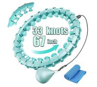 Coolboss Weighted Workout Hula Circle 33 Knots Infinity Hoola Fit Hoop Plus Size for Adult Weight Loss - Smart Exercise Waist Ring, Detachable & Adjustment Silent Fitted Equipment Cyan
