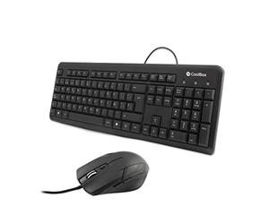 CoolBox COO-KTR-01U - Pack of Keyboard and Mouse with Wired, Spanish ISO Distribution, 1.5 m Cable, Silent and Splash-Resistant Keyboard, Mouse with DPI1600 Adjustable, Black