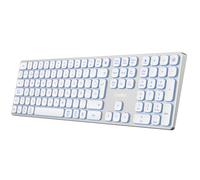 CoolBox Moonlight Wireless Keyboard for Mac, Windows, Android, Linux - Silent Keyboard, Up to 4 Devices, Aluminum Body, Backlit (7 Colors), Membrane, White